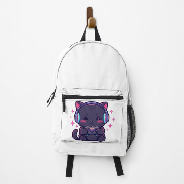 Item preview, Cute Black Gamer Cat with RGB Headphones Kawaii Sticker designed and sold by Stylestickers55.