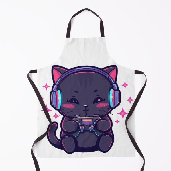 Item preview, Cute Black Gamer Cat with RGB Headphones Kawaii Sticker designed and sold by Stylestickers55.