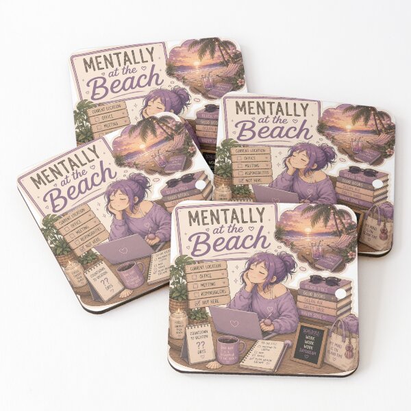 Item preview, Mentally at the Beach – Anime Girl Daydreaming at Work designed and sold by DailyStruggleCo.