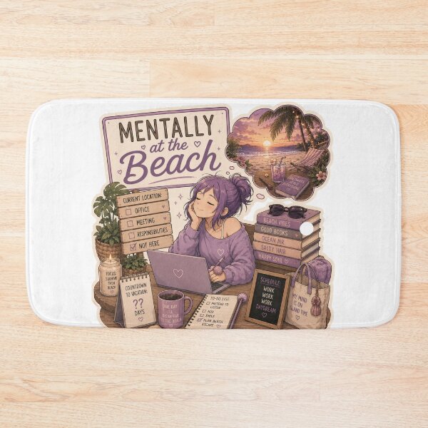 Item preview, Mentally at the Beach – Anime Girl Daydreaming at Work designed and sold by DailyStruggleCo.