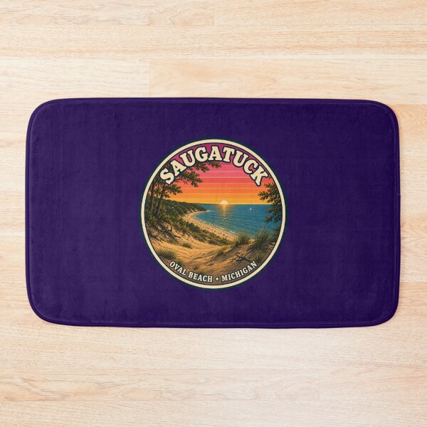Item preview, Saugatuck Oval Beach Michigan Sunset Sticker | Lake Michigan Dunes Travel Art designed and sold by Swanny's Custom T-shirt and Gift Designs.