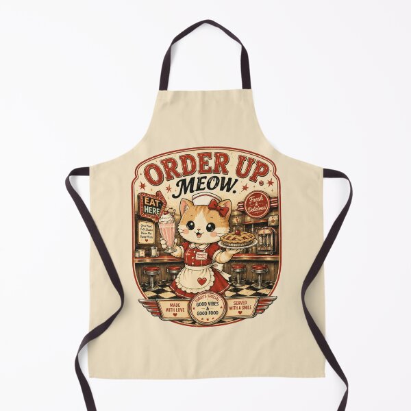 Item preview, Order Up Meow Cat Diner PNG, Retro Waitress Cat Shirt Design, Vintage Restaurant Graphic Tee, Cute Cat T-Shirt designed and sold by MaynyStudio.