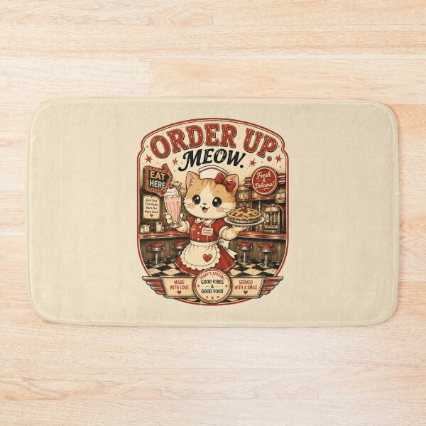 Item preview, Order Up Meow Cat Diner PNG, Retro Waitress Cat Shirt Design, Vintage Restaurant Graphic Tee, Cute Cat T-Shirt designed and sold by MaynyStudio.