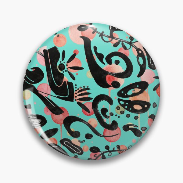 Item preview, Turquoise Whimsy Watercolor & Ink pattern designed and sold by wissal.studio.