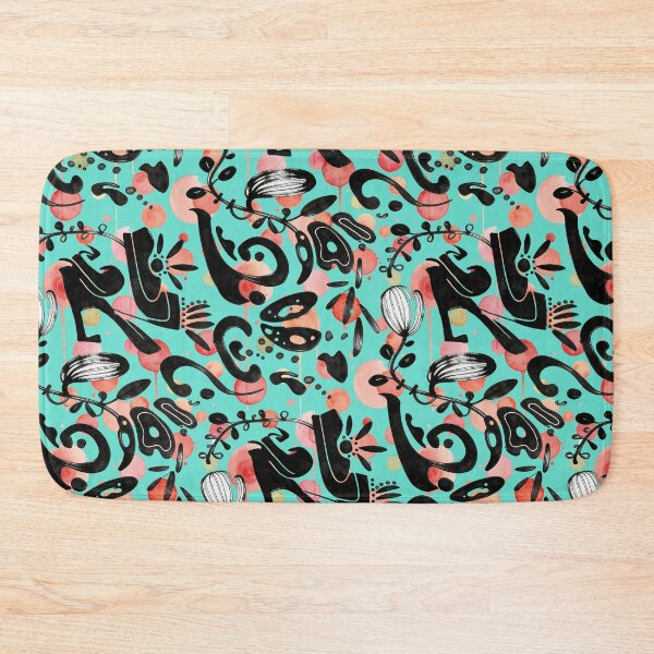 Item preview, Turquoise Whimsy Watercolor & Ink pattern designed and sold by wissal.studio.