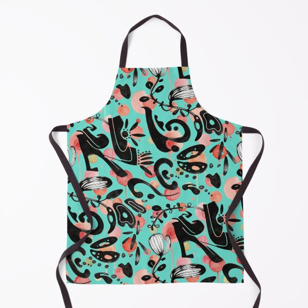 Item preview, Turquoise Whimsy Watercolor & Ink pattern designed and sold by wissal.studio.