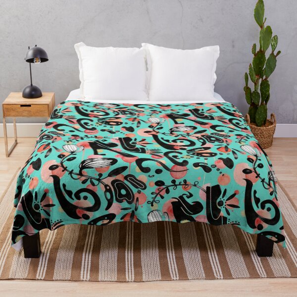 Item preview, Turquoise Whimsy Watercolor & Ink pattern designed and sold by wissal.studio.