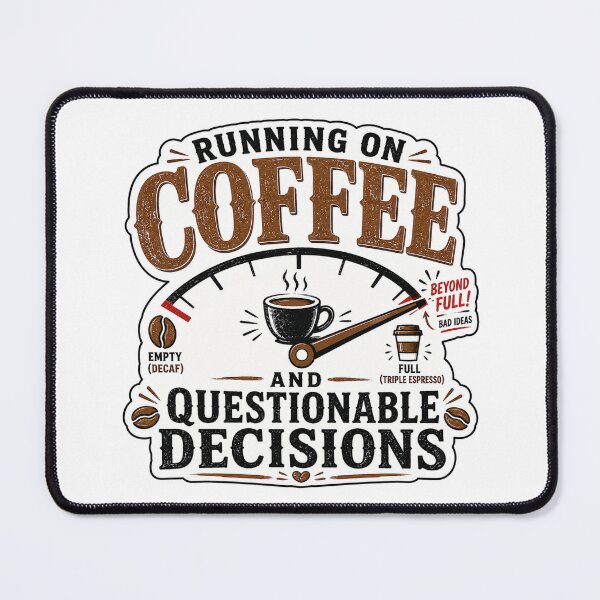 Item preview, Running on Coffee and Questionable Decisions – Funny Coffee Lover Graphic designed and sold by Shabrinox.