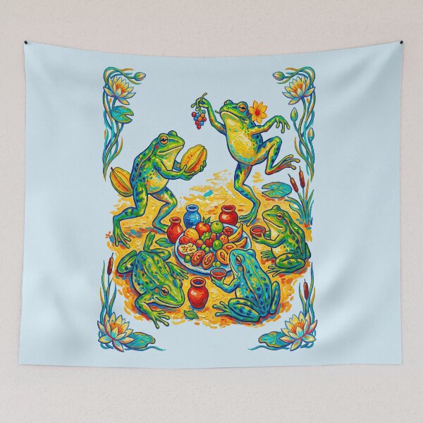 Item preview, Cottagecore Frog Picnic Dancing designed and sold by TeeARTHY.