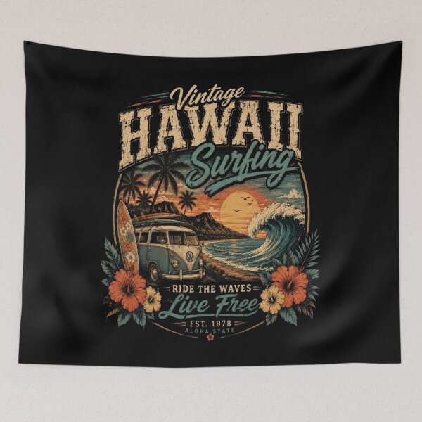 Item preview, Vintage Hawaii Surfing | Retro Beach Sunset Wave Graphic | Tropical Surf Lifestyle | Distressed Summer Design designed and sold by v6ziix.