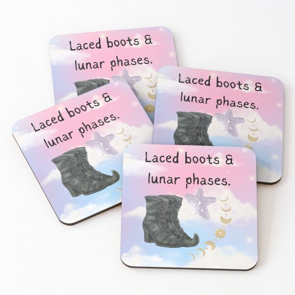 Item preview, Witchy Boots Lunar Phases and Pentagrams designed and sold by WildWoodlandWitch.