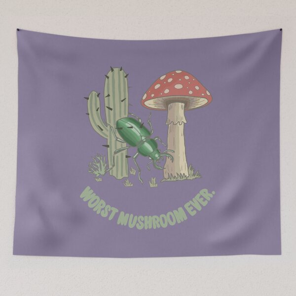 Item preview, Stag Beetle and Red Mushroom – Sarcastic Desert Mix-Up Illustration designed and sold by LeshanArt.