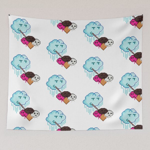 Item preview, Cloud Raining Ice Cream Scoop Pixel Art designed and sold by RetroRlx.