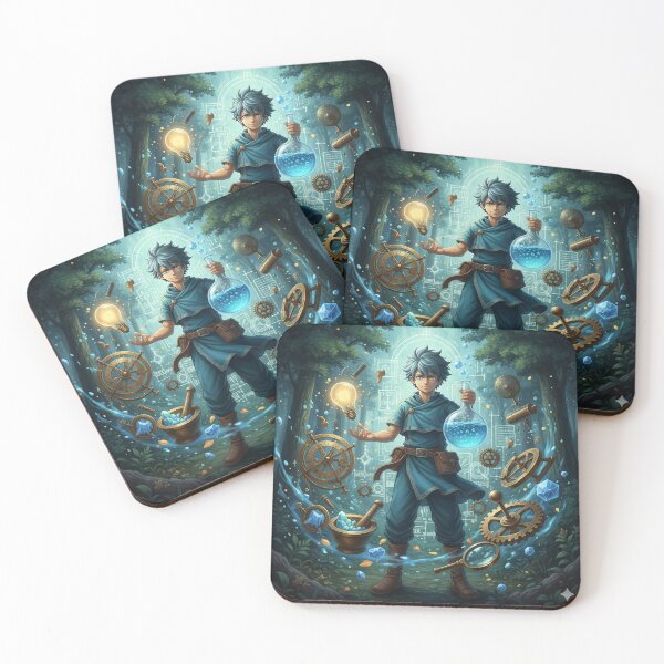 Item preview, Illustration - Steampunk Apprentice Alchemist, Magic and Gears in an Enchanted Forest designed and sold by AnimeShin.