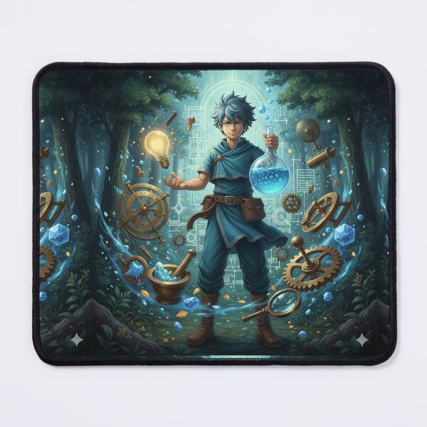 Item preview, Illustration - Steampunk Apprentice Alchemist, Magic and Gears in an Enchanted Forest designed and sold by AnimeShin.