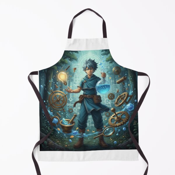 Item preview, Illustration - Steampunk Apprentice Alchemist, Magic and Gears in an Enchanted Forest designed and sold by AnimeShin.