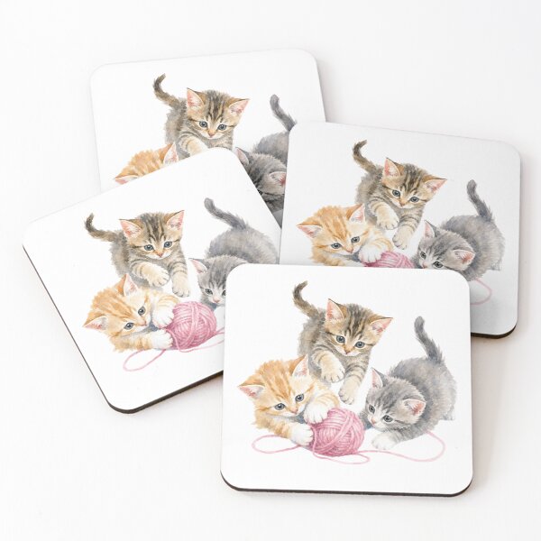 Item preview, Kittens Playing with Yarn - Watercolor Nursery Art designed and sold by PAPIRO SIGLO XXI.