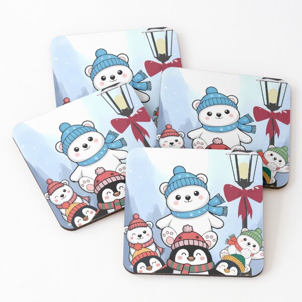 Item preview, Cute Cartoon Polar Bears and Penguins Winter Gathering Illustration designed and sold by hetal66.