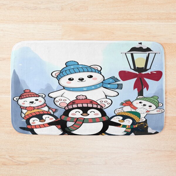Item preview, Cute Cartoon Polar Bears and Penguins Winter Gathering Illustration designed and sold by hetal66.