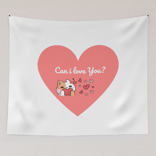 Item preview, Can I Love You? - Cute Kawaii Cat Soft Peach Heart  designed and sold by Rehnair.