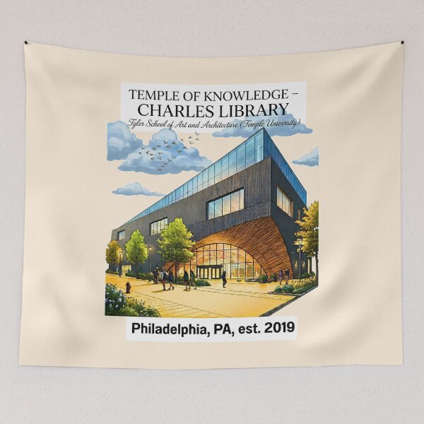 Item preview, Temple University Charles Library Watercolor Vector Art designed and sold by EvergreenPark - Tee Studio.