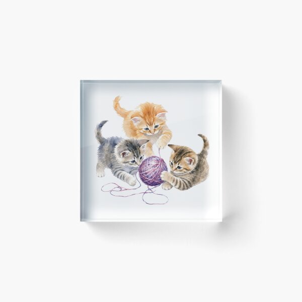 Item preview, Kittens Playing with Yarn - Watercolor Nursery Art designed and sold by PAPIRO SIGLO XXI.