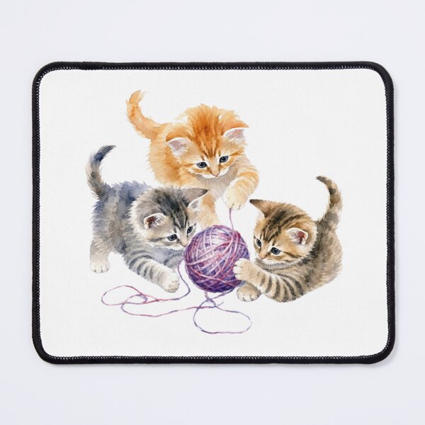 Item preview, Kittens Playing with Yarn - Watercolor Nursery Art designed and sold by PAPIRO SIGLO XXI.