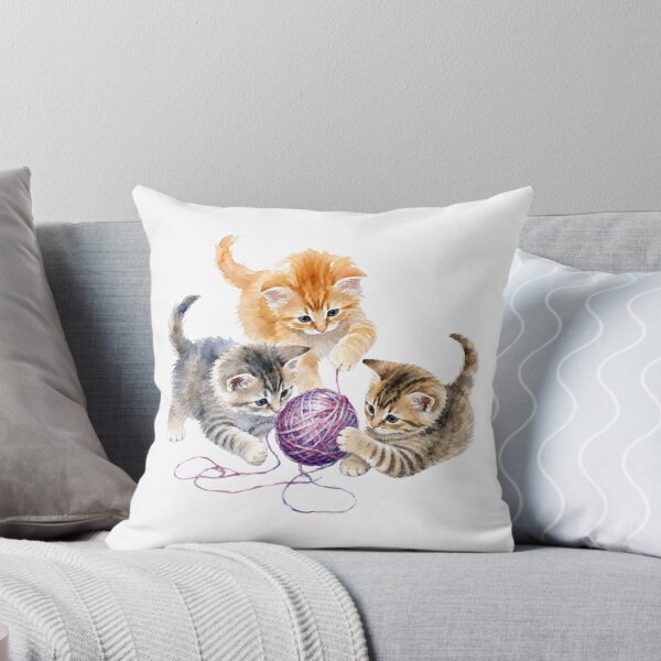 Item preview, Kittens Playing with Yarn - Watercolor Nursery Art designed and sold by PAPIRO SIGLO XXI.
