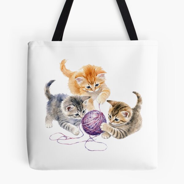 Item preview, Kittens Playing with Yarn - Watercolor Nursery Art designed and sold by PAPIRO SIGLO XXI.