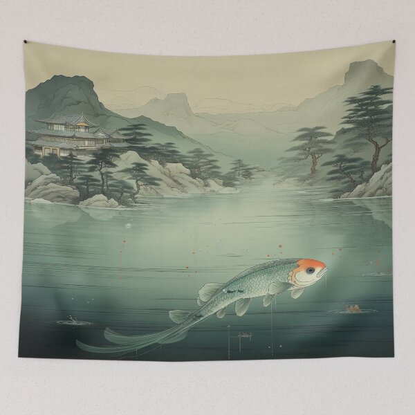 Item preview, Traditional Japanese Illustration - Fish in the River designed and sold by DaisukiTokyo.