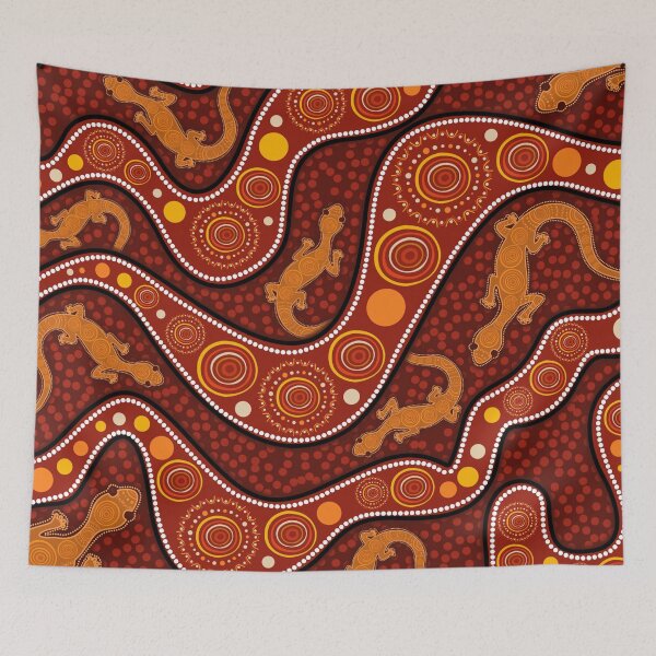 Item preview, Aboriginal Dot Painting Bedding Set Goanna Red designed and sold by AboriginalartVI.