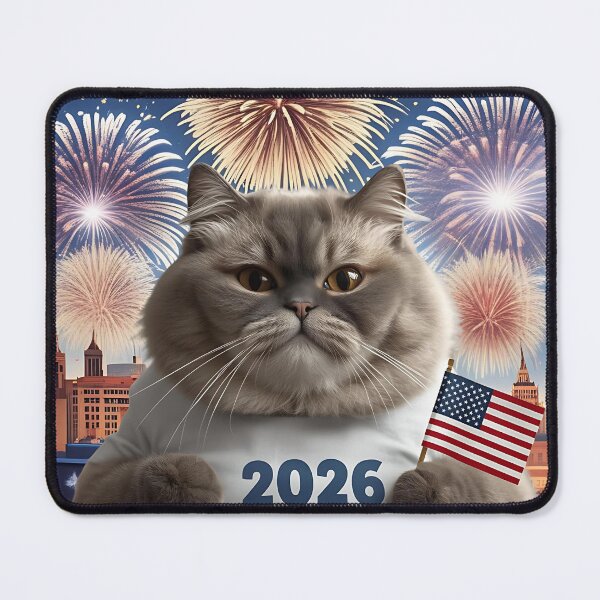 Item preview, "Happy Birthday America 2026" Patriotic Cat T-Shirt Design designed and sold by WJ Cozy Creations.