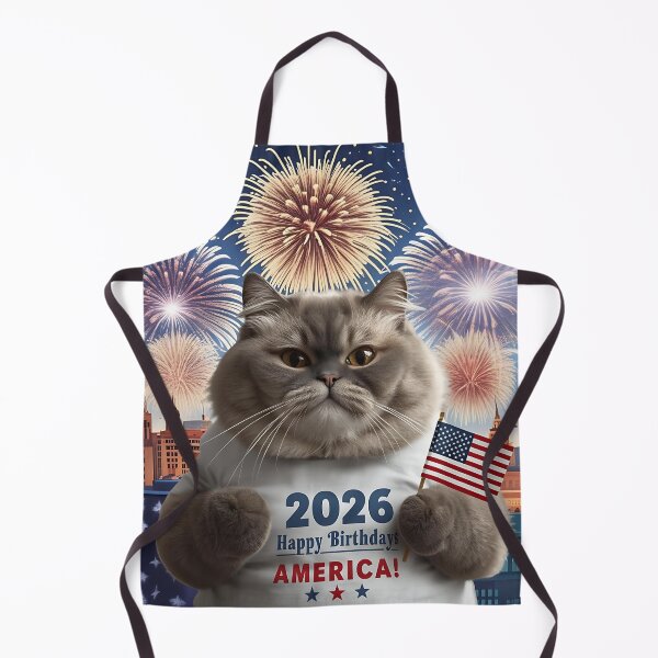Item preview, "Happy Birthday America 2026" Patriotic Cat T-Shirt Design designed and sold by WJ Cozy Creations.