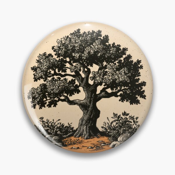 Item preview, Wall Art - T-shirt: Ancient Oak — Vintage Botanical Linocut Art Print designed and sold by ForeverPrintsOK.
