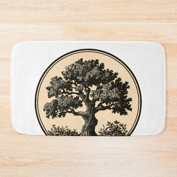 Item preview, Wall Art - T-shirt: Ancient Oak — Vintage Botanical Linocut Art Print designed and sold by ForeverPrintsOK.