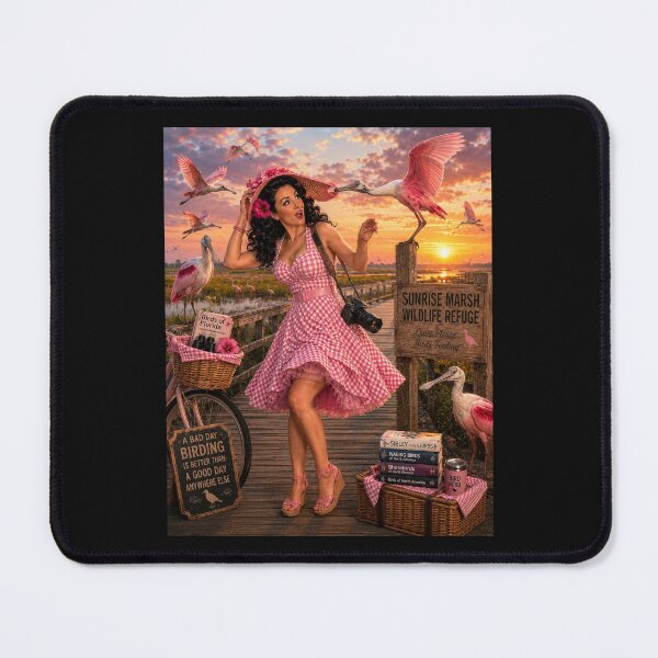 Item preview, Bird Nerd Pin-Up: Spoonbill Sunrise designed and sold by Kimberly Palmer.