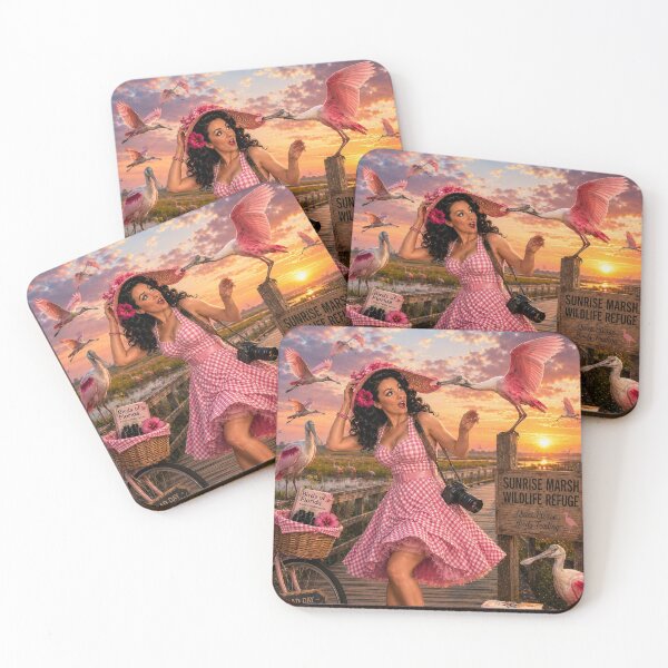 Item preview, Bird Nerd Pin-Up: Spoonbill Sunrise designed and sold by Kimberly Palmer.
