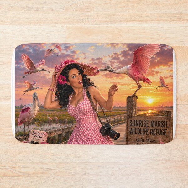 Item preview, Bird Nerd Pin-Up: Spoonbill Sunrise designed and sold by Kimberly Palmer.