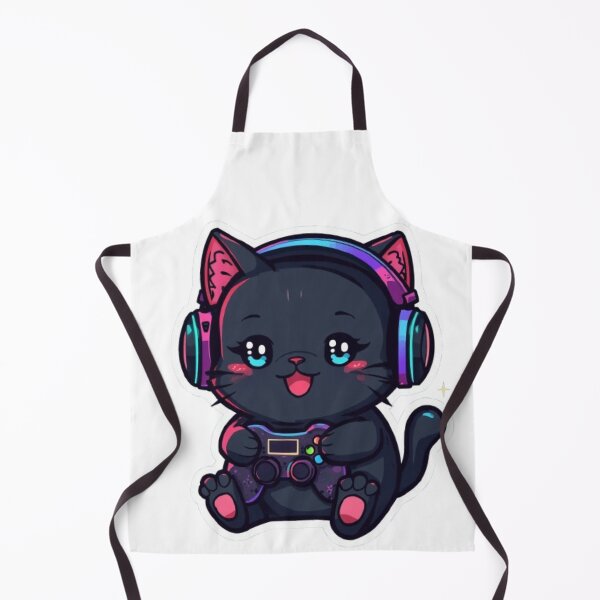 Item preview, Cute Black Gamer Cat with RGB Headphones Holding Game Controller | Kawaii Gaming Sticker designed and sold by Stylestickers55.