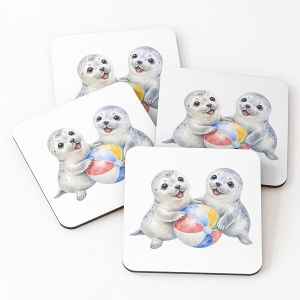 Item preview, Cute Baby Seals with Beach Ball - Watercolor Nursery Art designed and sold by PAPIRO SIGLO XXI.