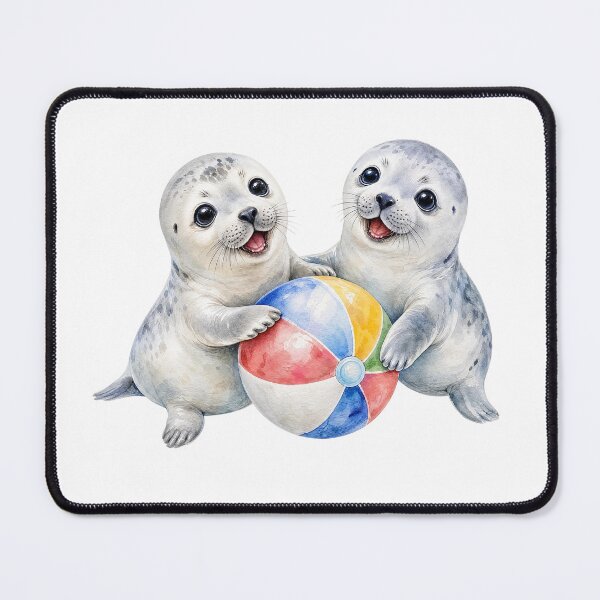 Item preview, Cute Baby Seals with Beach Ball - Watercolor Nursery Art designed and sold by PAPIRO SIGLO XXI.