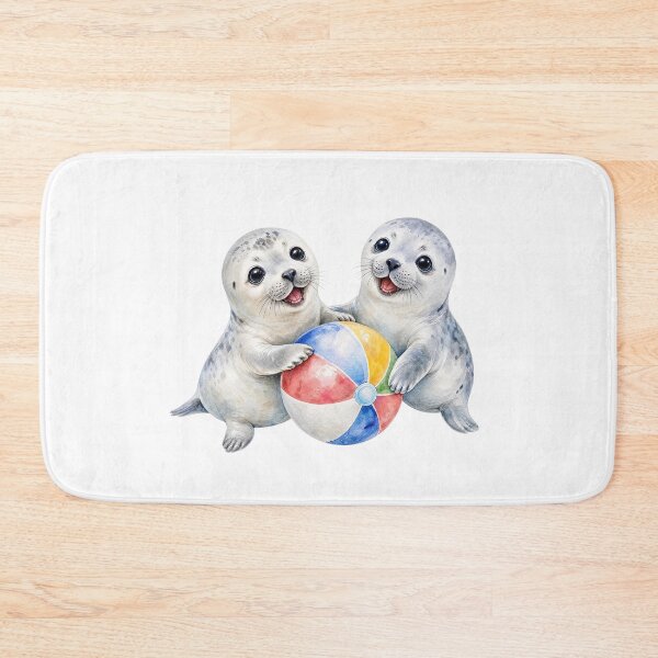 Item preview, Cute Baby Seals with Beach Ball - Watercolor Nursery Art designed and sold by PAPIRO SIGLO XXI.
