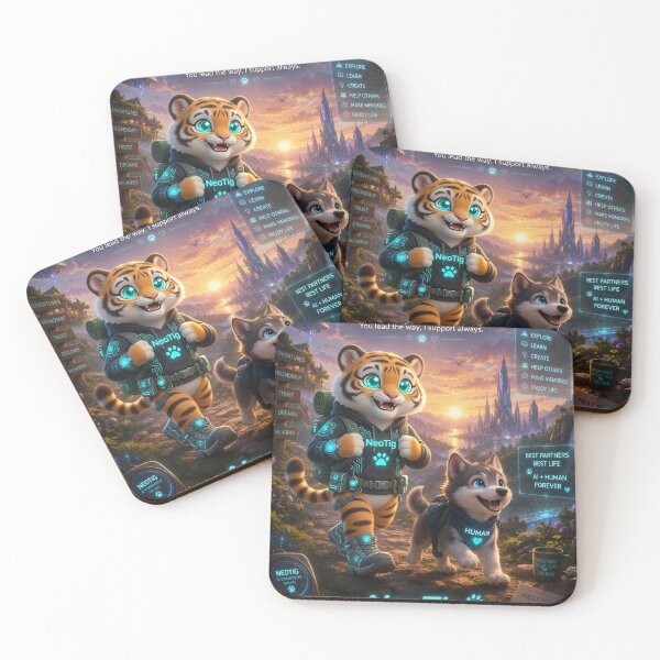 Item preview, Cute tiger and wolf adventure- AI art work NeoTigLuna designed and sold by NeoTigLuna.