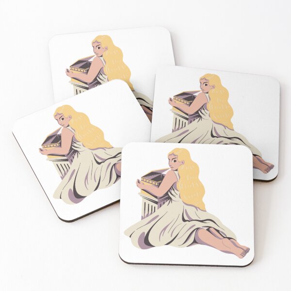 Item preview, Elegant Blonde Woman Sitting Beside Ancient Pillar designed and sold by DailyDoodlesBySumbul.