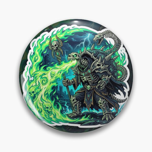 Item preview, Undead Skeletal Lich King Turtle Sorcerer with Soul Fire Anime Sticker Illustration designed and sold by uegi.