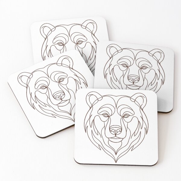 Item preview, Minimalist Bear Face Fine Line Art - Modern Geometric Wildlife designed and sold by Woof-zil.