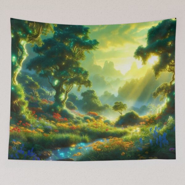 Item preview, Vibrant Enchanted Glowing Forest with Magical Wildflowers designed and sold by Nexus Space.