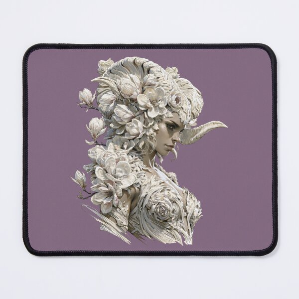 Item preview, White Floral Horned Goddess Fantasy Art designed and sold by MythicMood.