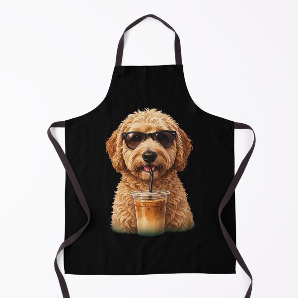 Item preview, Funny Goldendoodle Drinking Iced Coffee Dog With Sunglasses designed and sold by Dabbing Turtle Designs.