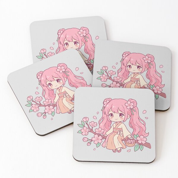 Item preview, Kawaii Anime Girl on Sakura Branch: Japanese Spring Cherry Blossom Season designed and sold by hattie's.